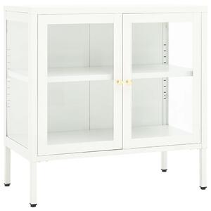 Komoda biela 70x35x70 cm oceľ a sklo