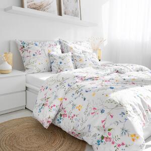 Goldea bavlnené posteľné obliečky - maľované lúčne kvety 240 x 220 a 2ks 70 x 90 cm