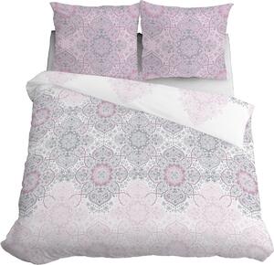 Bavlnená posteľná bielizeň s jemným ružovo-šedým vzorom Ružová