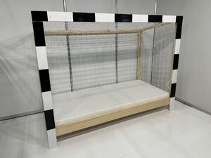 Detská posteľ futbalová brána 90x200 - biela/čierna