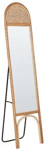 Stojace zrkadlo prírodné ratan sklo 168 x 41 cm oválny tvar moderný boho štýl obývačka spálňa