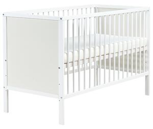 Detská postieľka biela MDF 60 x 120 cm nastaviteľná výška štandardná veľkosť minimalistický štýl detská izba
