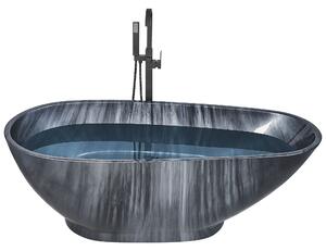 Voľne stojaca vaňa čierna mramorový efekt akrylát 170 x 80 cm oválny tvar pre 1 osobu moderný štýl kúpeľňa