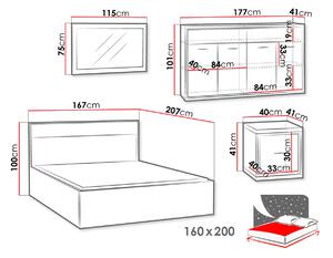 Spálňová zostava s posteľou 160x200 SUCRE 1 - orech hikora