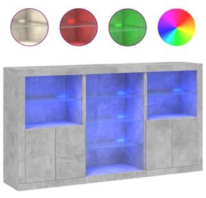 Komoda s LED svetlami betónovo-sivá 181,5x37x100 cm