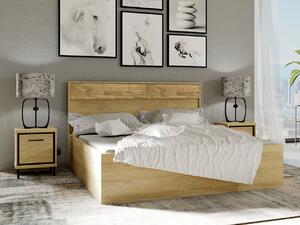 Spálňová zostava s posteľou 160x200 SUCRE 2 - orech hikora / dub / čierne nôžky