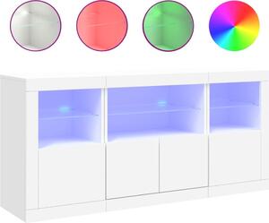 Komoda s LED svetlami biela 142,5x37x67 cm