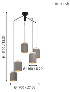 Eglo 99447 - Závesný luster na lankách ALBARIZA 5xE27/40W/230V pavúk