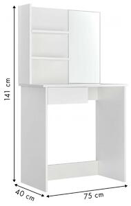 MODERNHOME Toaletný stolík so zrkadlom Stinie biely