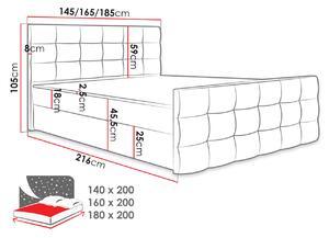 Americká manželská posteľ 140x200 TORNIO - biela ekokoža + topper ZDARMA
