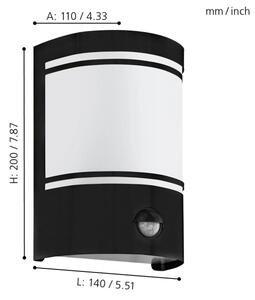 Eglo 99566 - Vonkajšie nástenné svietidlo so senzorom CERNO 1xE27/40W/230V IP44