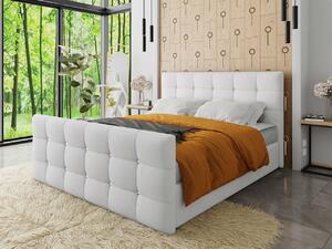 Americká manželská posteľ 140x200 TORNIO - biela ekokoža + topper ZDARMA