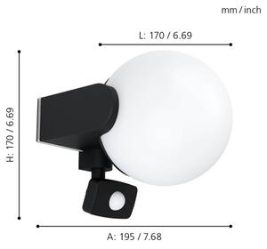 Eglo 99573 - Vonkajšie nástenné svietidlo so senzorom RUBIO 1xE27/15W/230V IP44