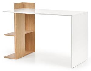 Písací stôl FINE s policami - biely / dub zlatý