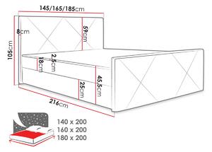 Americká posteľ s úložným priestorom 160x200 RANON 4 - svetlá šedá + topper ZDARMA