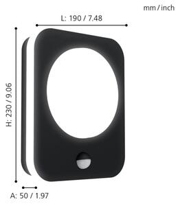 Eglo 99584 - LED Vonkajšie nástenné svietidlo so senzorom MADRIZ LED/9W/230V IP44