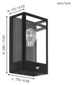 Eglo 99587 - Vonkajšie nástenné svietidlo so senzorom ALAMONTE 1xE27/60W/230V IP44