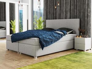 Americká manželská posteľ s vysokým čelom 180x200 PITEA - svetlá šedá + topper ZDARMA