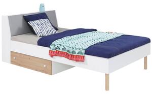 Jednolôžková posteľ s úložným priestorom 90x200 ALANEN - dub artisan / šedá / biela