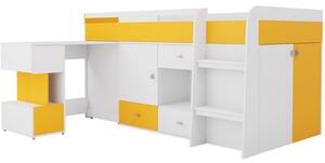 Multifunkčná detská posteľ 90x200 HARKA - biela / žltá