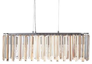 Luster strieborný železný závesná lampa so sklenenými kryštálmi chrómovaný povrch glamour štýl obývacia izba jedáleň