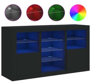Komoda s LED svetlami čierna 123x37x67 cm