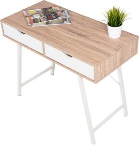 Písací stôl SCANDI so zásuvkami - biely / dub sonoma