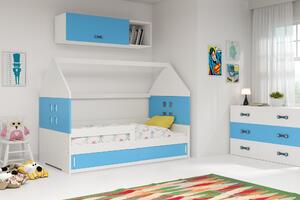 BMS Group Detská posteľ domček DOMI 1 biela - modrá 160x80cm