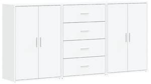 Komody 3 ks biele 60x31x84 cm kompozitné drevo