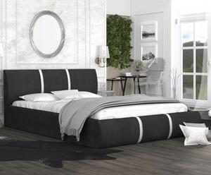 Čalúnená manželská posteľ PLATINUM čierna biela 140x200 Trinity s dreveným roštom