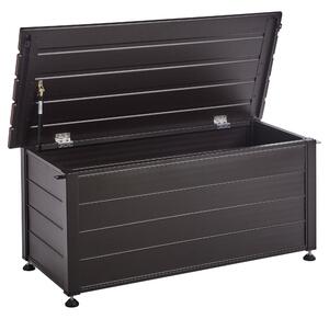 Záhradný úložný box s vekom tmavohnedý hliníkový 113 x 50 cm 190 L vonkajší úložný nábytok