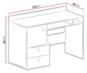 Písací stôl MAKKA - dub / čierny / béžový