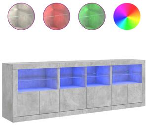 Komoda s LED svetlami betónovo sivá 202x37x67 cm
