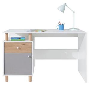 Písací stolík ALANEN - dub artisan / biely / šedý