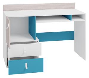 Písací stôl MAKKA - dub / modrý / biely
