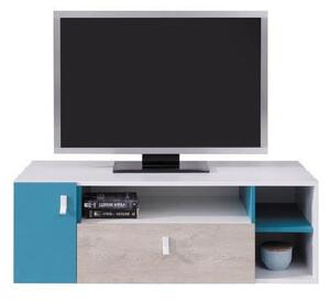 TV stolík do študentskej izby MAKKA - dub / biely / modrý