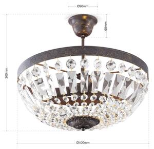 Orion DL 7-487/3-Kriš. luster na tyči ARILA 3xE14/40W/230V pr.40 cm hnedá/patina
