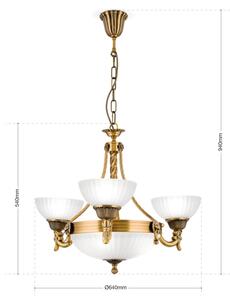 Orion LU 1689/3+3 - Luster na reťazi ROCCA 6xE27/60W/230V pr. 64 cm bronz/biela