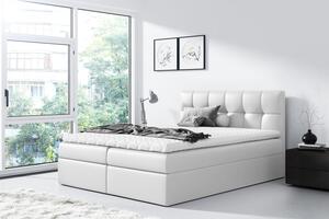 Čalúnená posteľ REX - 200x200, biela + topper ZDARMA