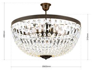 Orion DL 7-542/6-Krišt. luster na tyči ARILA 6xE27/60W/230V pr.60 cm hnedá/patina