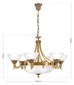 Orion LU 1689/6+3 - Luster na reťazi ROCCA 9xE27/60W/230V pr. 75 cm bronz/biela