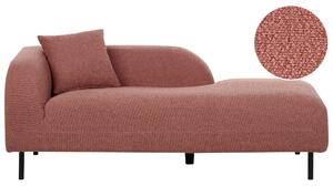 Leňoška ružová buklé čalúnenie 2-miestna ľavostranná s vankúšom retro minimalistický štýl