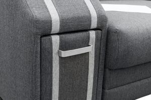 Rozkladacia sedacia súprava so skrytým taburetom a barom FILIPO - tmavo šedá / svetlo šedá