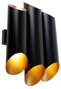 Nástenná lampa čierna so zlatým interiérom 6 svetiel - Whistle