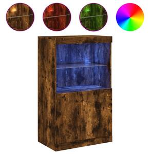 Komoda s LED svetlami dymový dub 60,5x37x100 cm