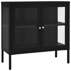 Komoda čierna 70x35x70 cm oceľ a sklo