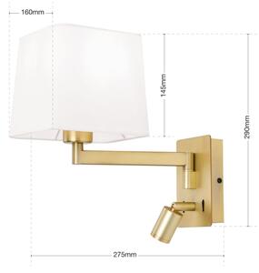 Orion WA 2-1469/1- LED Nástenná lampa CARLTON 1xE27/40W/230V + LED/3W biela/zlatá