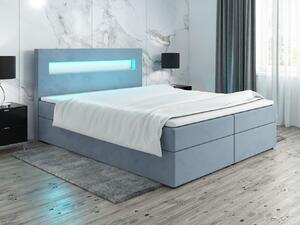Čalúnená posteľ s osvetlením LILLIANA 3 - 200x200, modrá