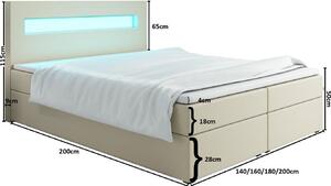 Čalúnená posteľ s osvetlením LILLIANA 3 - 140x200, hnedá