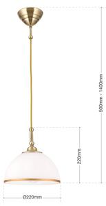 Orion HL 6-1808/1 - Luster na lanku OLD LAMP 1xE27/40W/230V biela/mosadz